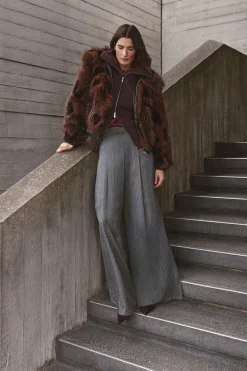 Pantalon Large Tailleur À Rayures