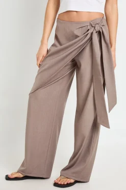 Pantalon Large Tailleur À Superposition Nouée Chiné