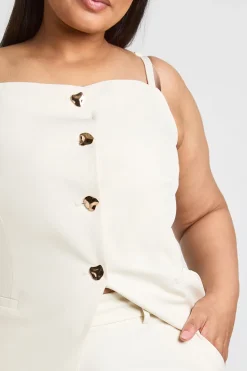 Pantalon Large Tailleur Tissé Grande Taille