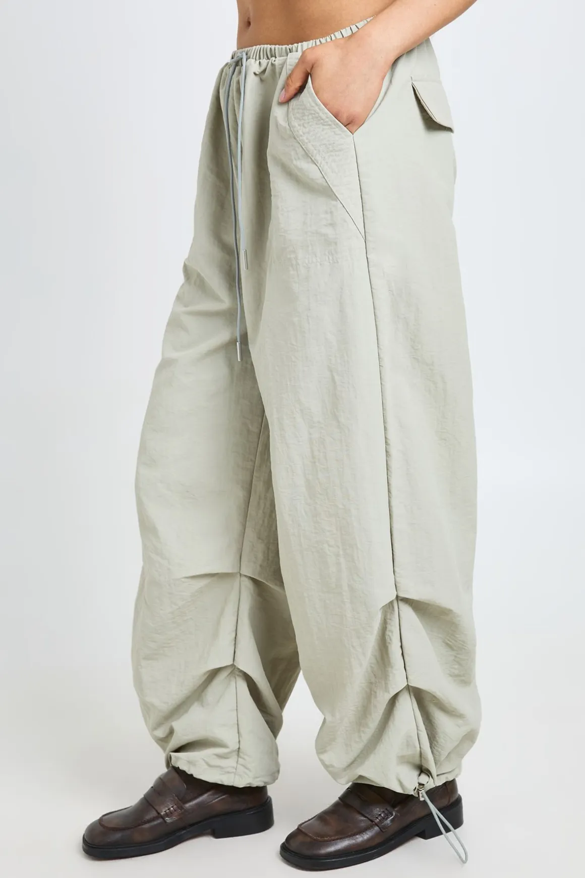 Pantalon Large Tall En Nylon Avec Cordon De Serrage