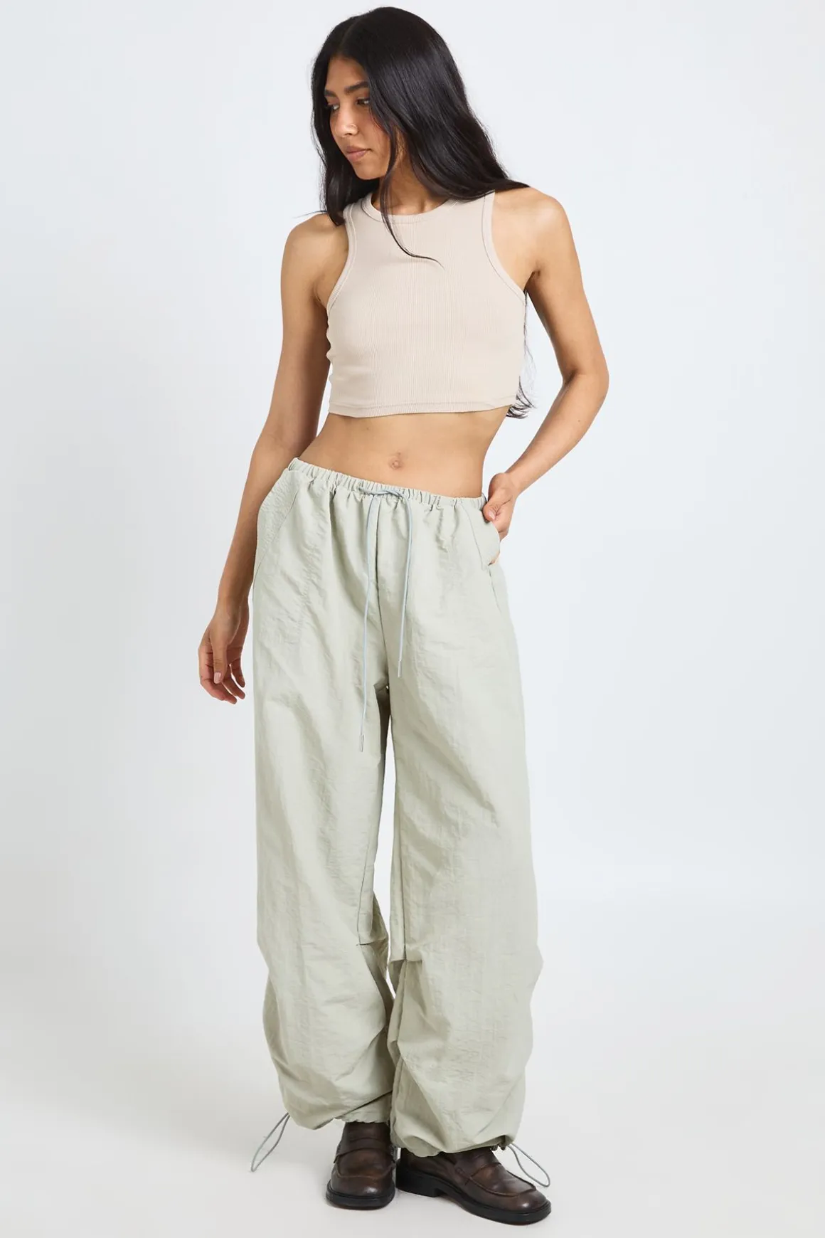 Pantalon Large Tall En Nylon Avec Cordon De Serrage