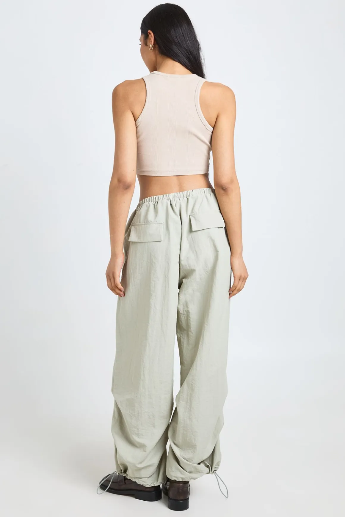 Pantalon Large Tall En Nylon Avec Cordon De Serrage