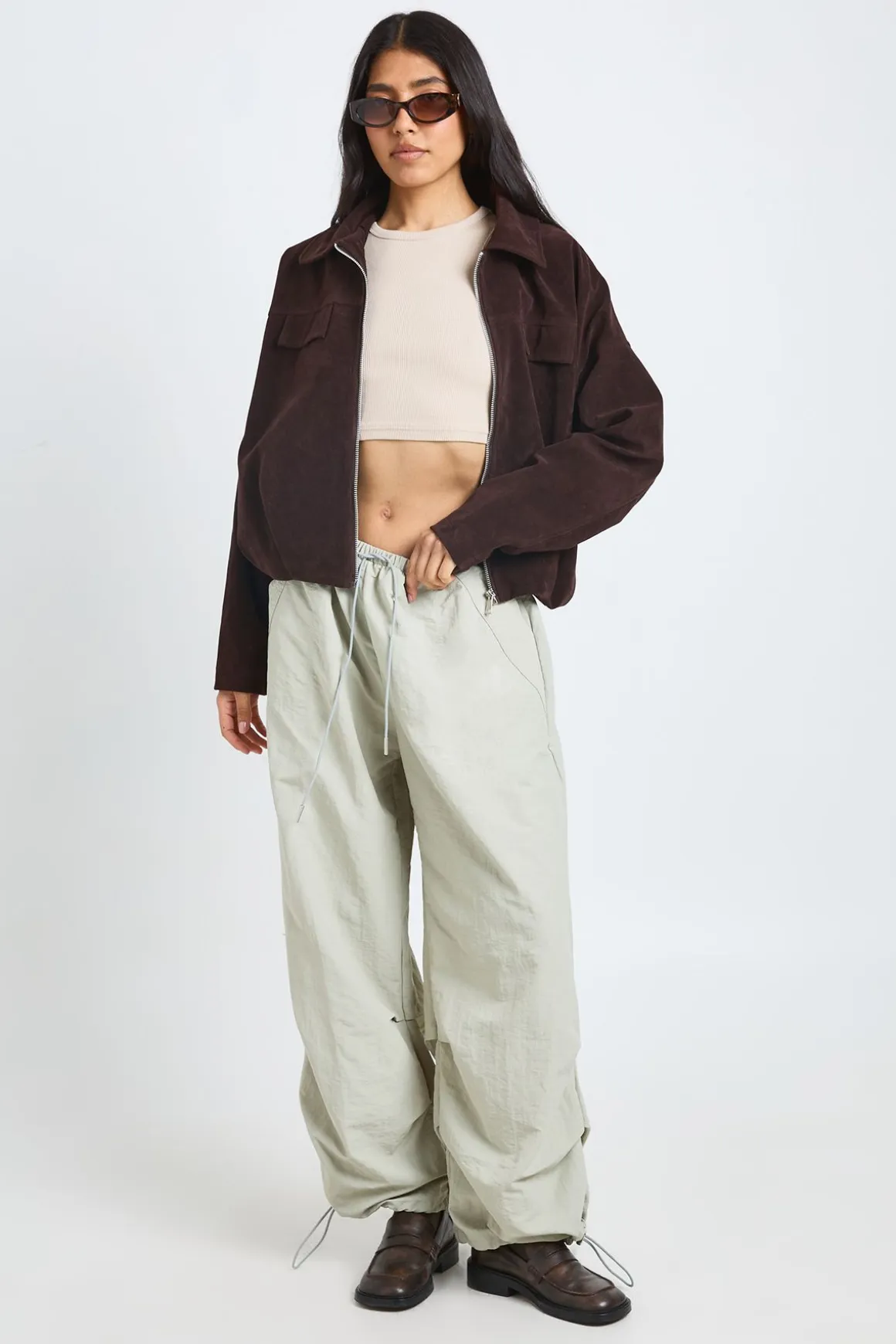 Pantalon Large Tall En Nylon Avec Cordon De Serrage