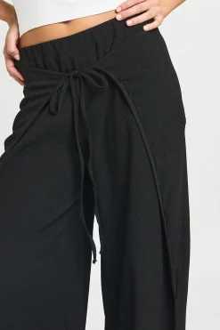 Pantalon Large Texturé Avec Nœud Devant