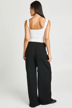 Pantalon Large Texturé Avec Nœud Devant