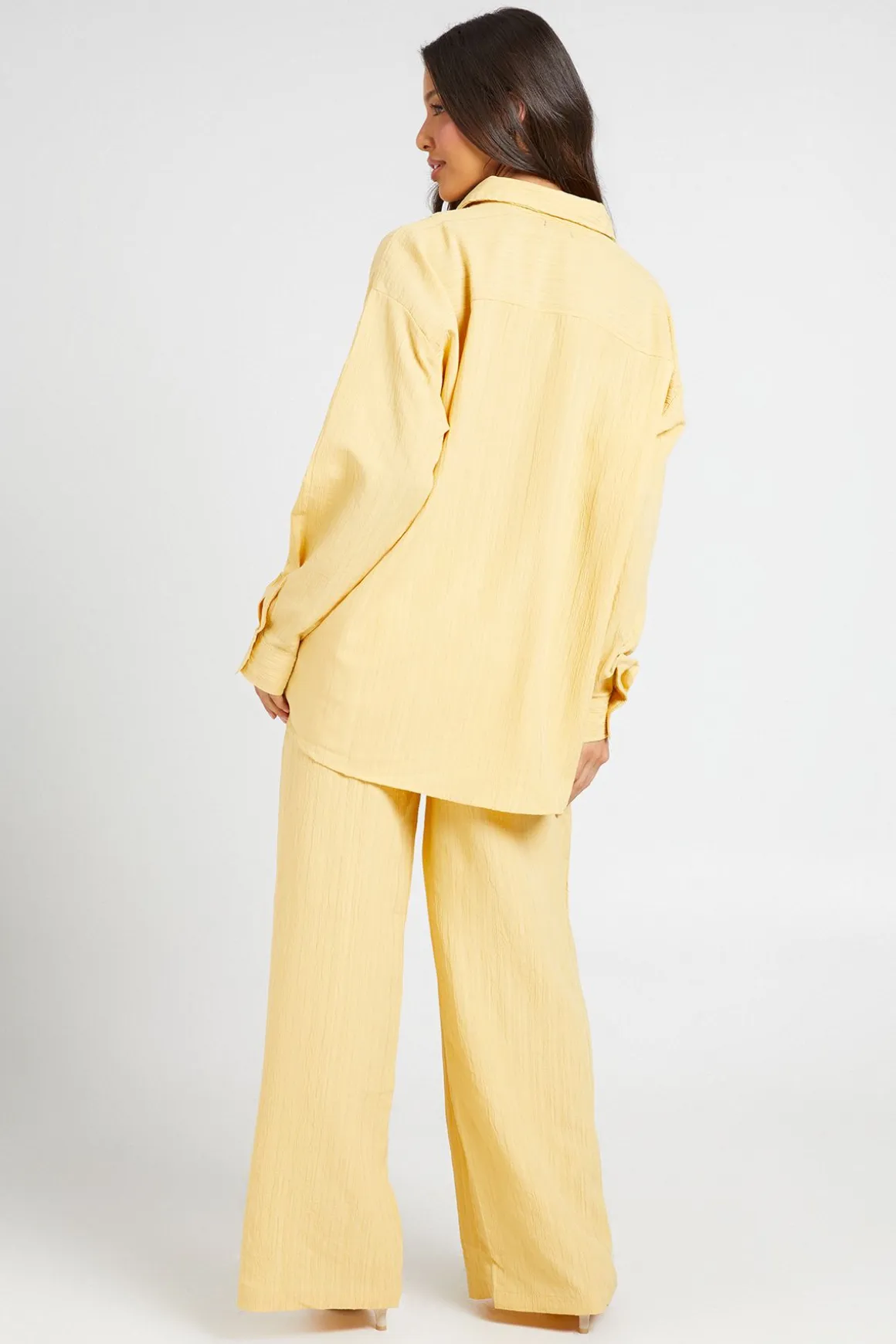 Pantalon Large À Texture Froissée