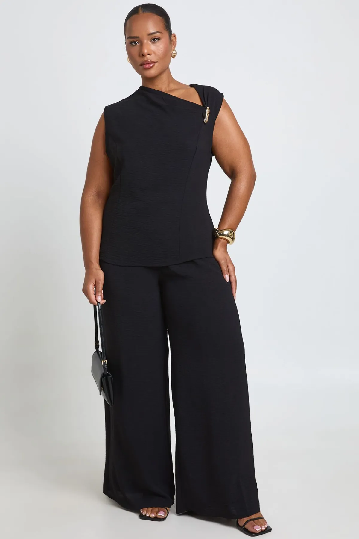 boohoo Pantalon Large Texturé Grande Taille<Femme Pantalons