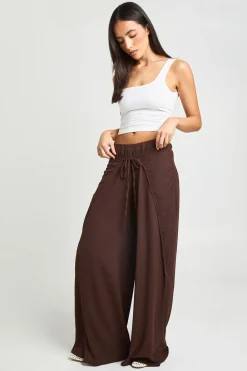 boohoo Pantalon Large Texturé À Nouer Sur Le Devant<Femme Pantalons