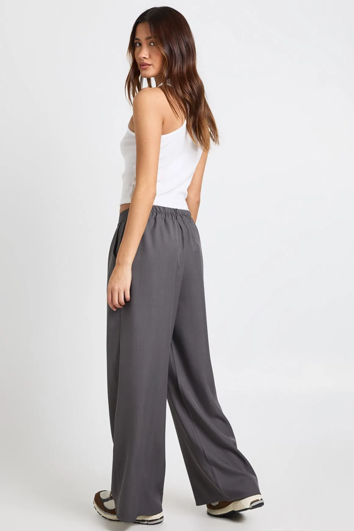 Pantalon Large Tissé Ajusté À Plis