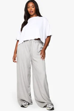 Pantalon Large Tissé À Cordon De Serrage Grande Taille