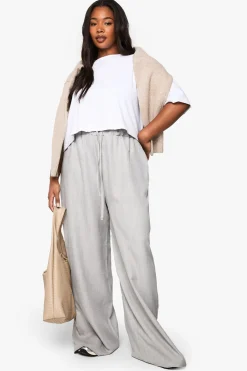Pantalon Large Tissé À Cordon De Serrage Grande Taille