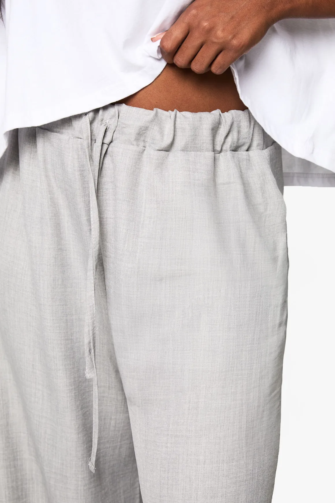 Pantalon Large Tissé À Cordon De Serrage Grande Taille
