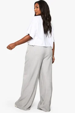 Pantalon Large Tissé À Cordon De Serrage Grande Taille