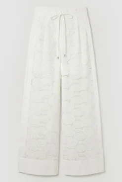 KarenMillen Pantalon Large Tissé en Coton avec Panneaux Ajourés<Femme Pantalons|Ensembles