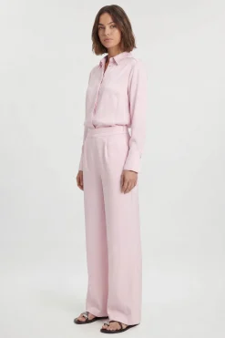 Pantalon Large Tissé En Satin Martelé Petite