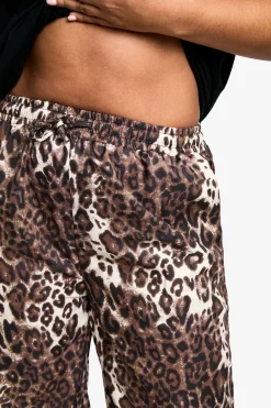 Pantalon Large Tissé Imprimé Léopard Grande Taille