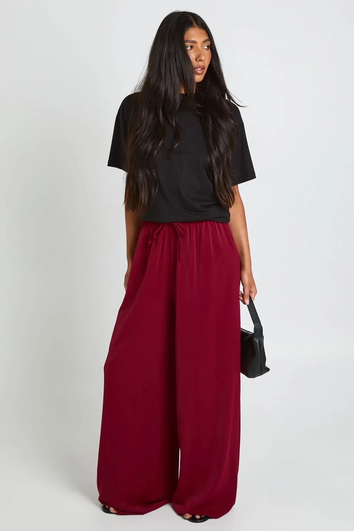 Pantalon Large Tissé Jambe Évasée Tall