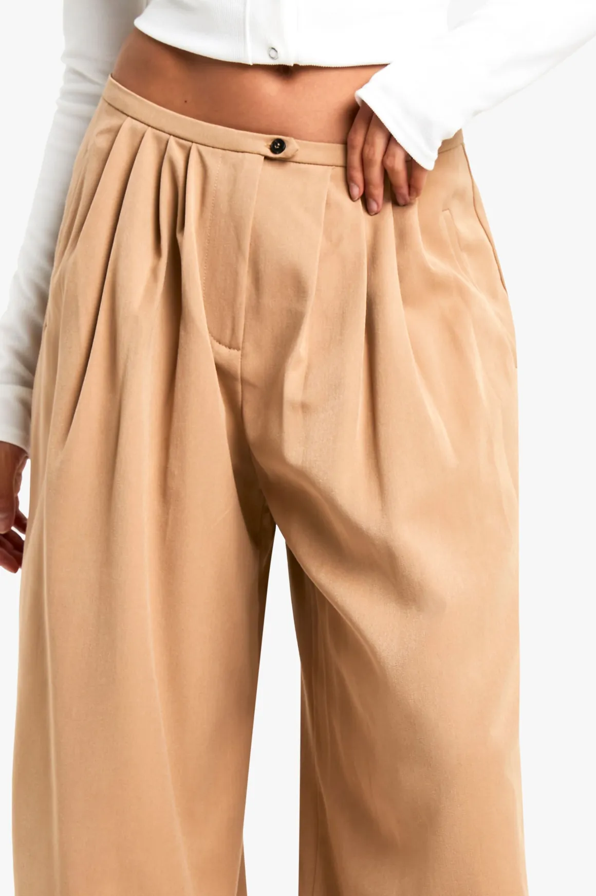 Pantalon Large Tissé À Plis