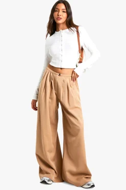 Pantalon Large Tissé À Plis