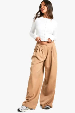 Pantalon Large Tissé À Plis