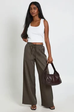 Pantalon Large Tissé À Taille Cordon