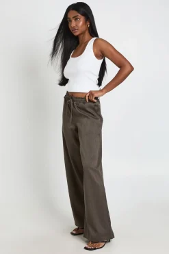 Pantalon Large Tissé À Taille Cordon