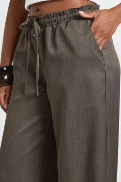 Pantalon Large Tissé À Taille Cordon