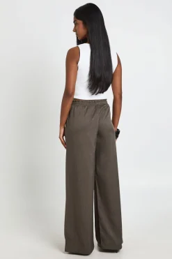 Pantalon Large Tissé À Taille Cordon