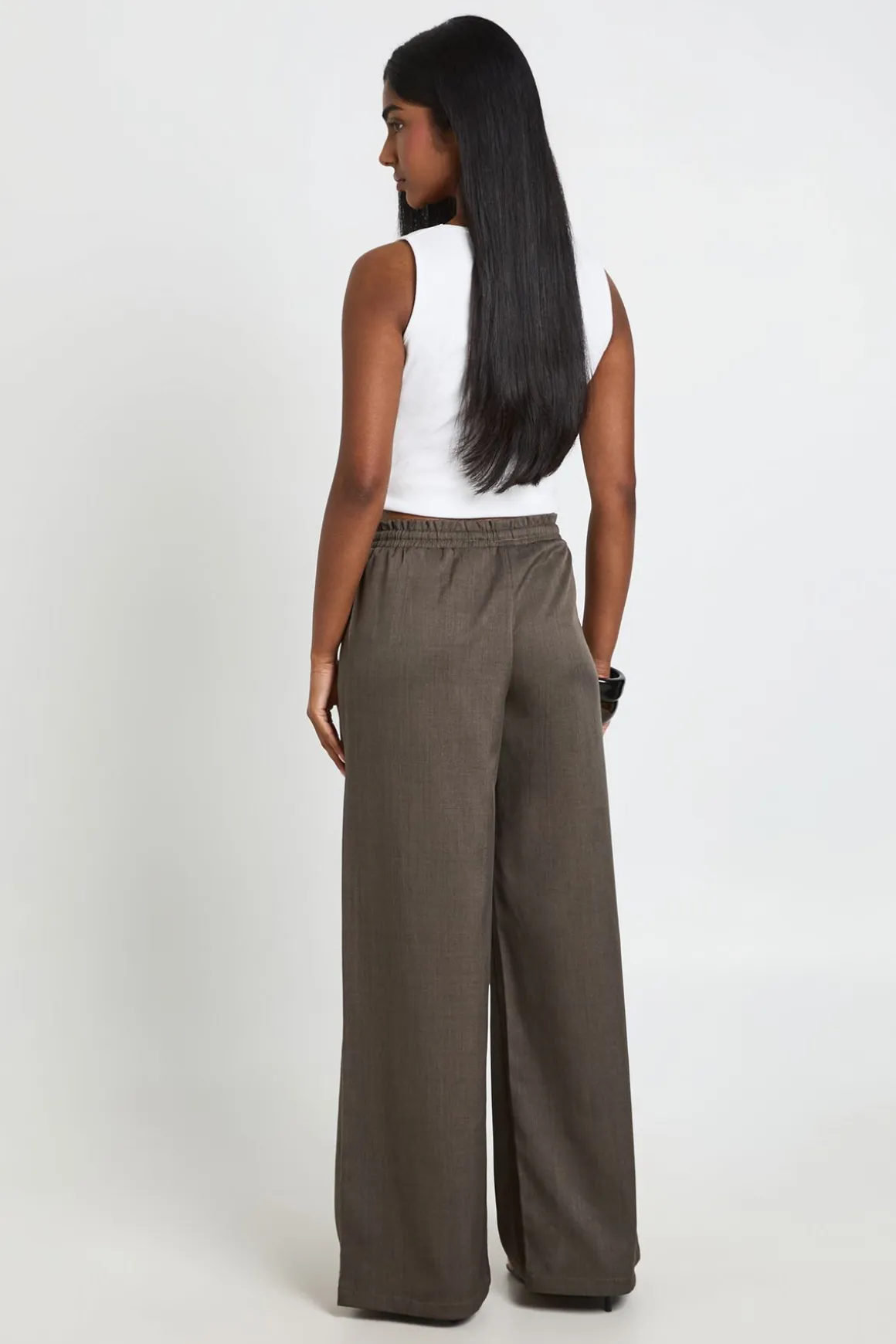 Pantalon Large Tissé À Taille Cordon