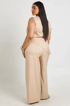 boohoo Pantalon Large Tissé À Taille Élastiquée Grande Taille<Femme Pantalons
