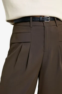 boohoo Pantalon long fluide ceinturé à jambes larges<Femme Pantalons|Looks Chocolat