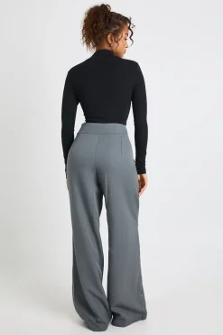 Pantalon long à jambe droite, taille basse, ceinturé
