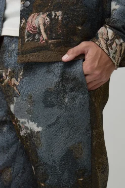 boohooMAN Pantalon long Renaissance à motif de tapisserie, coupe décontractée<Homme Pantalons Tall|Tout Afficher