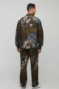 boohooMAN Pantalon long Renaissance à motif de tapisserie, coupe décontractée<Homme Pantalons Tall|Tout Afficher