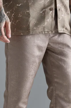 boohooMAN Pantalon long à taille élastiquée, coupe slim avec gousset et texture<Homme Pantalons Tall|Tout Afficher