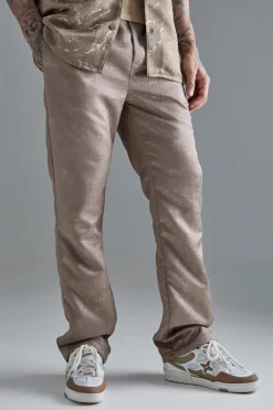 boohooMAN Pantalon long à taille élastiquée, coupe slim avec gousset et texture<Homme Pantalons Tall|Tout Afficher