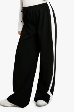 Pantalon Maternité à Large Jambe avec Bande Contrastante sur le Côté