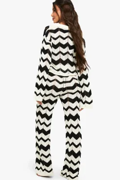 boohoo Pantalon à motif crochet<Femme Pantalons|Pulls Et Gilets
