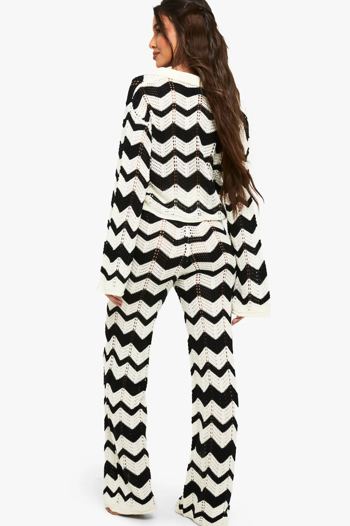 boohoo Pantalon à motif crochet<Femme Pantalons|Pulls Et Gilets