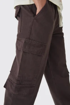 Pantalon multi-cargos ample à coupe décontractée et taille élastiquée