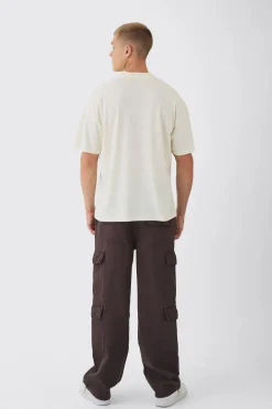 Pantalon multi-cargos ample à coupe décontractée et taille élastiquée