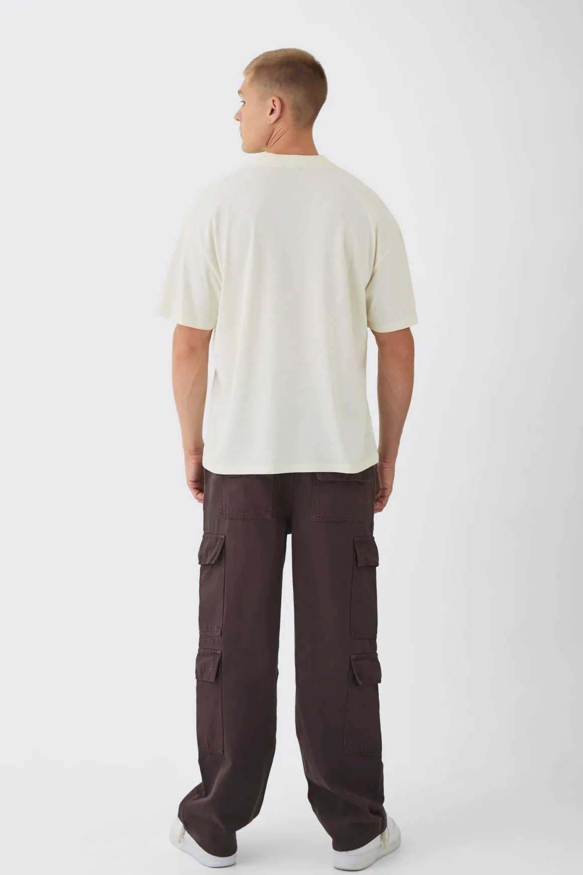 Pantalon multi-cargos ample à coupe décontractée et taille élastiquée
