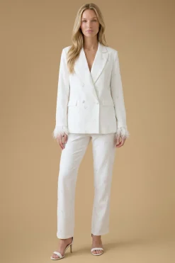 Oasis Pantalon Orné De Plumes Avec Motif Poule<Femme Pantalons|Tailleurs