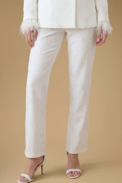 Oasis Pantalon Orné De Plumes Avec Motif Poule<Femme Pantalons|Tailleurs
