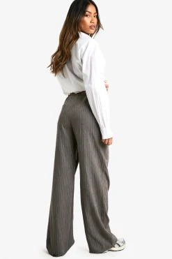 Pantalon Oversize Rayé Toucher Doux à Jambes Larges