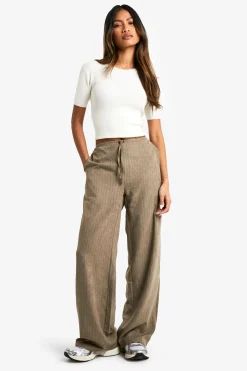 boohoo Pantalon oversize à rayures et jambes larges Soft Touch<Femme Pantalons