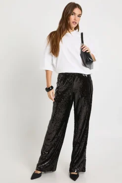 boohoo Pantalon à paillettes taille basse avec ceinture à cordon<Femme Pantalons