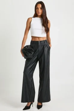 boohoo Pantalon Palazzo Tall En Synthétiquecuir<Femme Pantalons