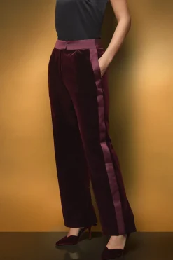 Pantalon à Panneau Latéral en Velours Sergé