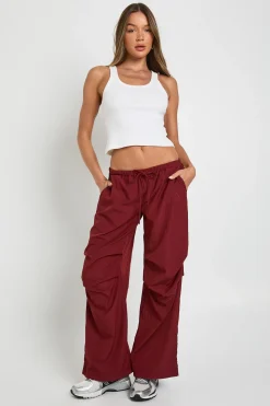 Pantalon Parachute à Jambe Larges en Nylon Tissé